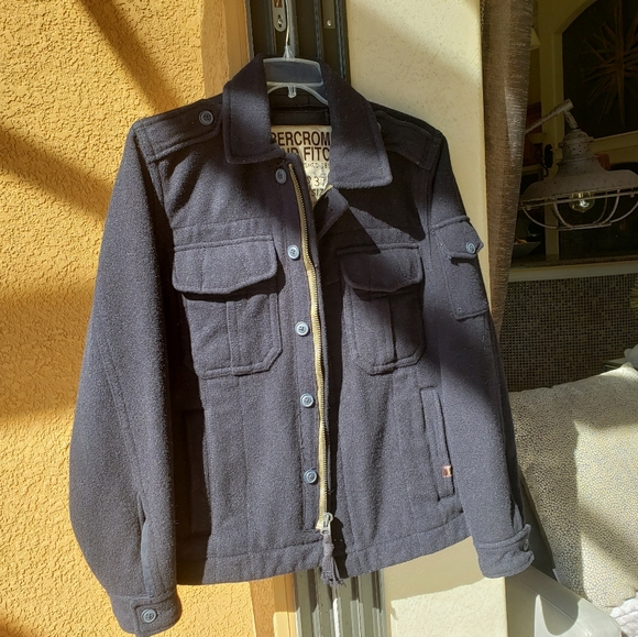 ABERCROMBIE FITCH wool navy blue jacket - Picture 2 of 10